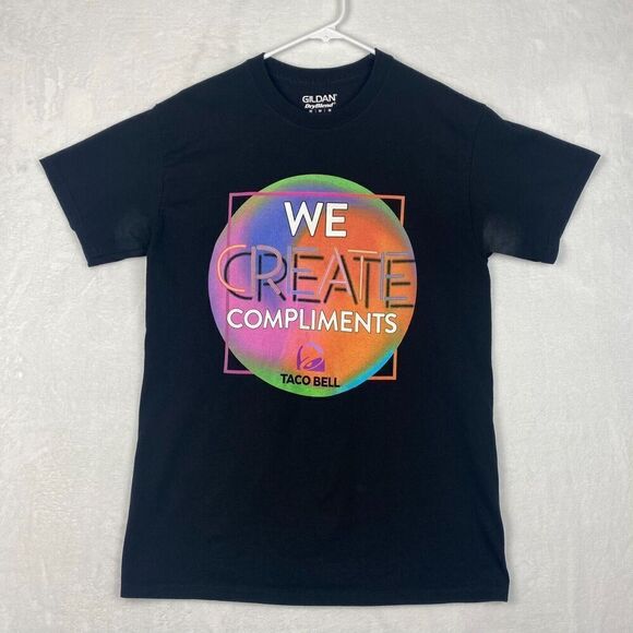 Taco Bell Graphic T-shirt Adult Medium Black We Create Compliments Short Sleeve - Picture 1 of 10